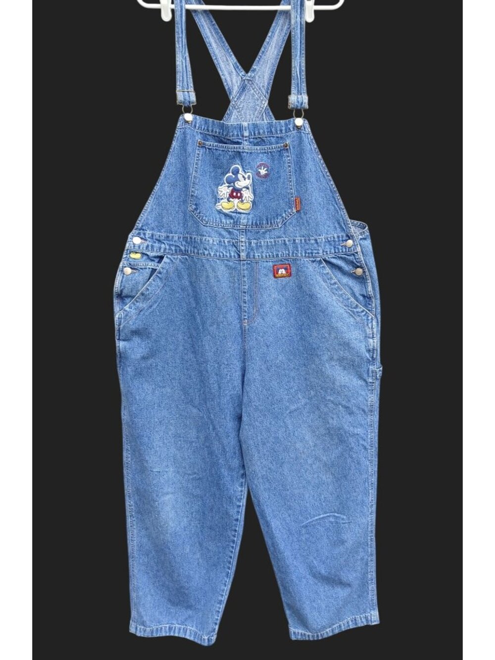 Vintage Mickey Mouse Denim Overalls Disney Store Size XXL Bib Jeans Embroidered